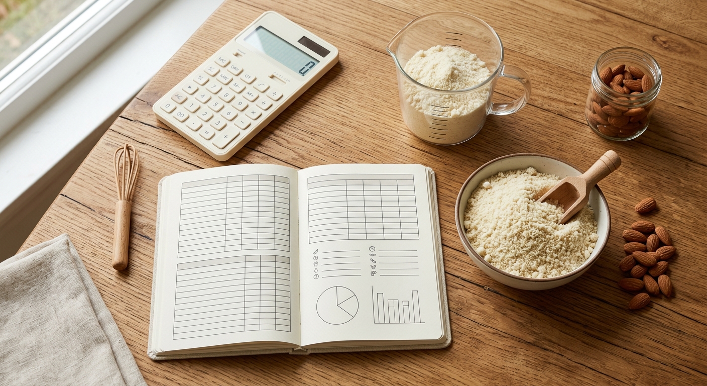 Calculator and measuring tools for low-carb baking