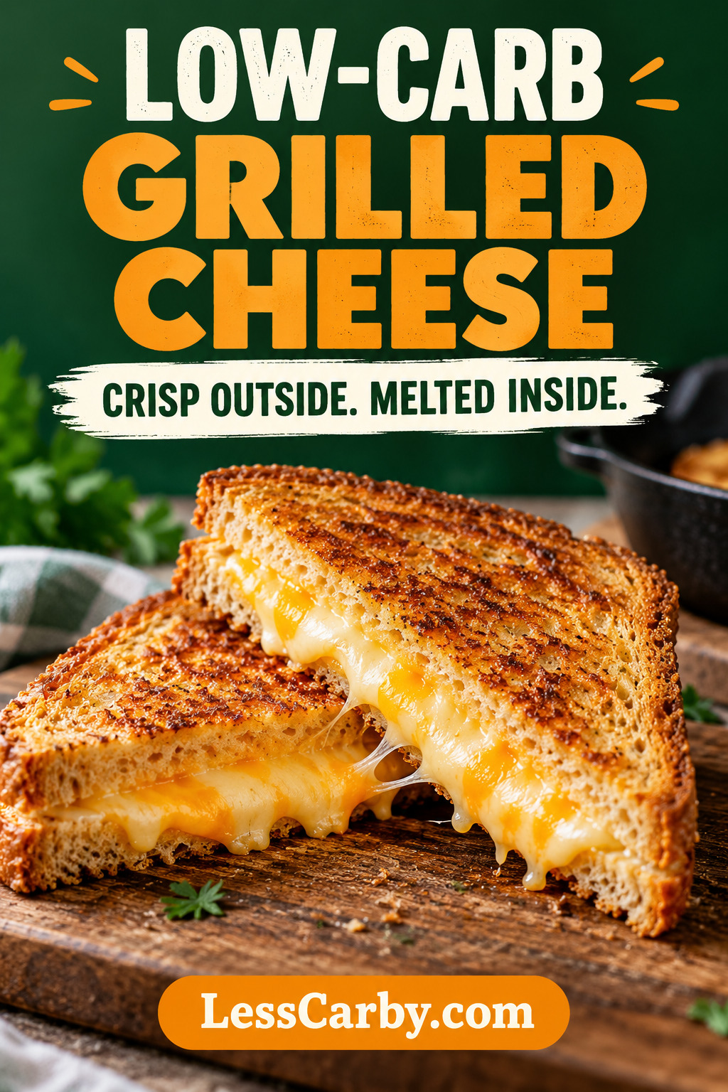 Low-carb grilled cheese crisp outside and melted inside