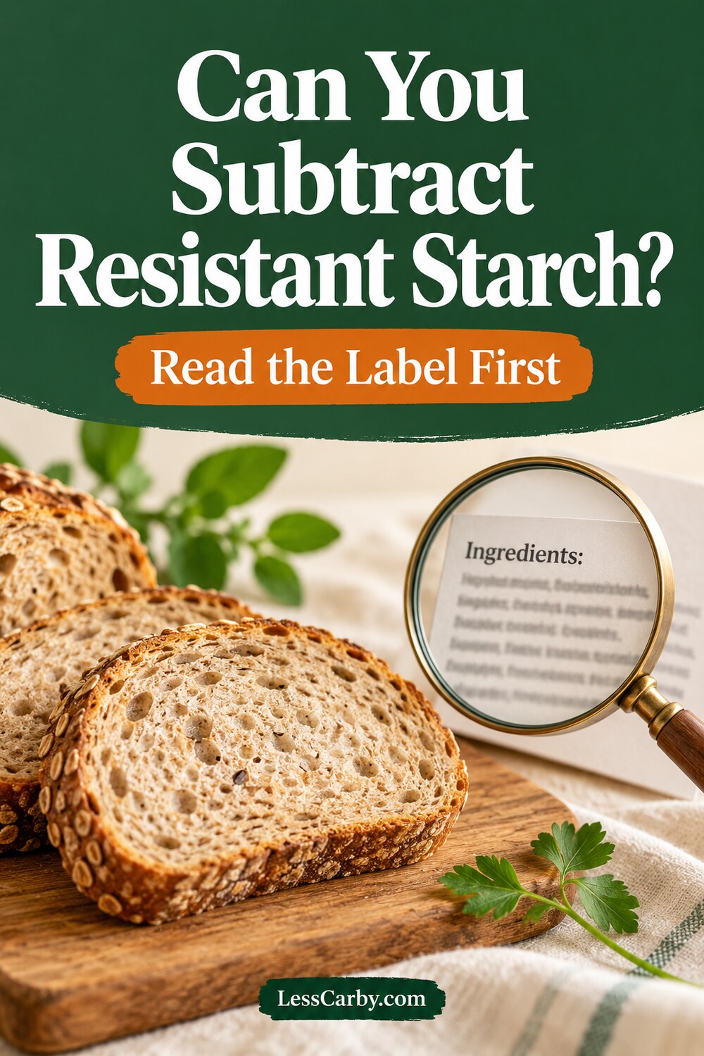 Pinterest graphic asking Can You Subtract Resistant Starch? Read the Label First