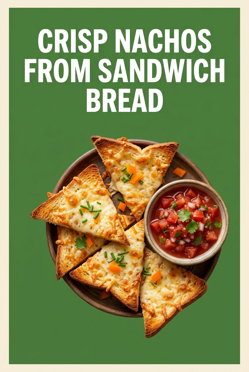 Crisp nachos from sandwich bread Pinterest graphic