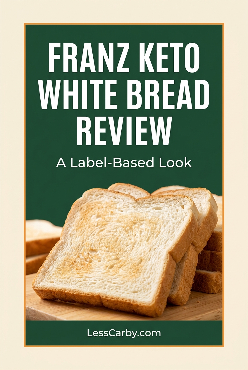 Pinterest graphic for a label-based Franz Keto White Bread review