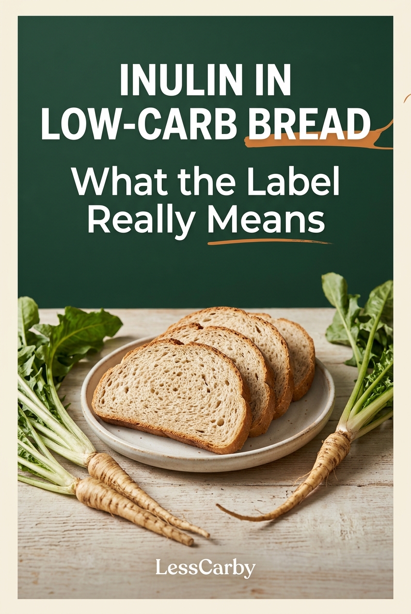 Pinterest graphic reading Inulin in Low-Carb Bread: What the Label Really Means
