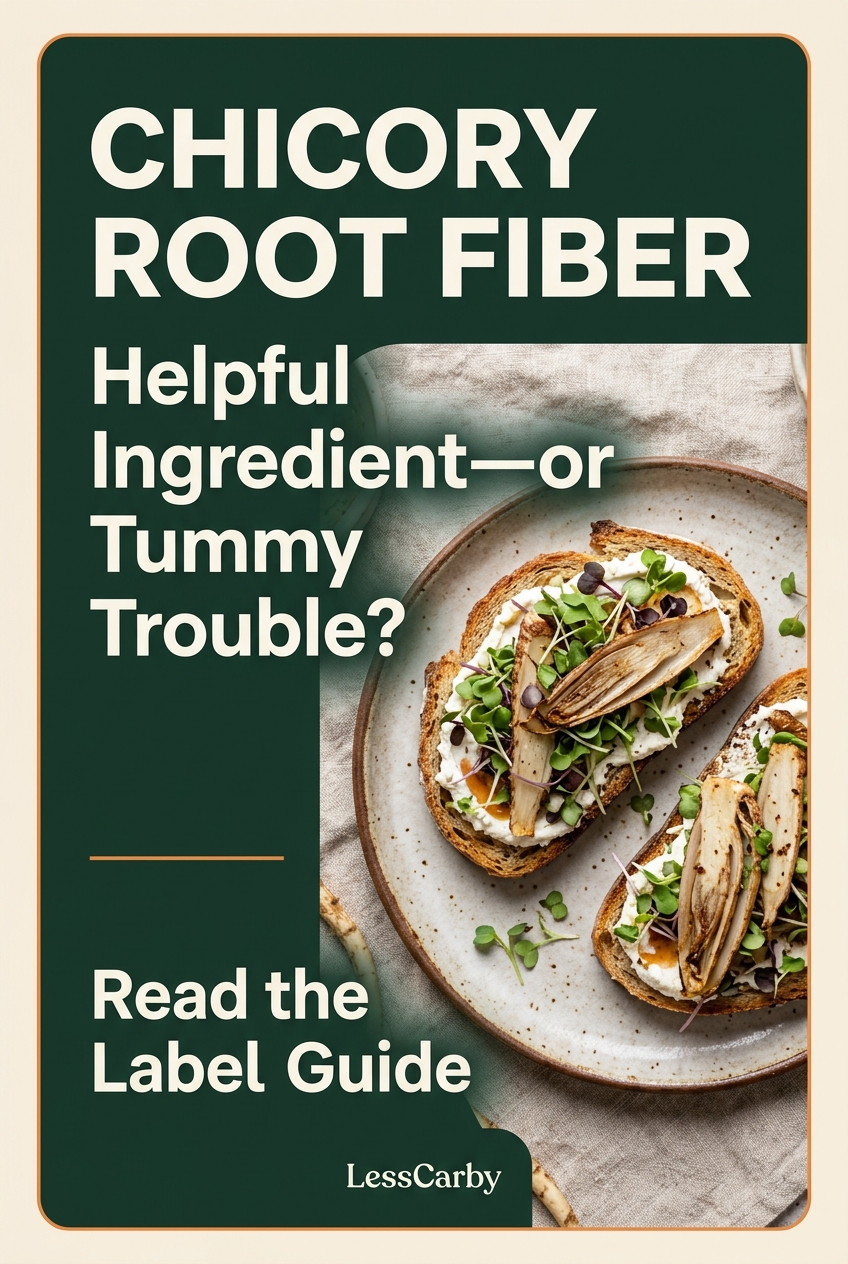 Pinterest graphic asking whether chicory root fiber is helpful or may cause digestive discomfort