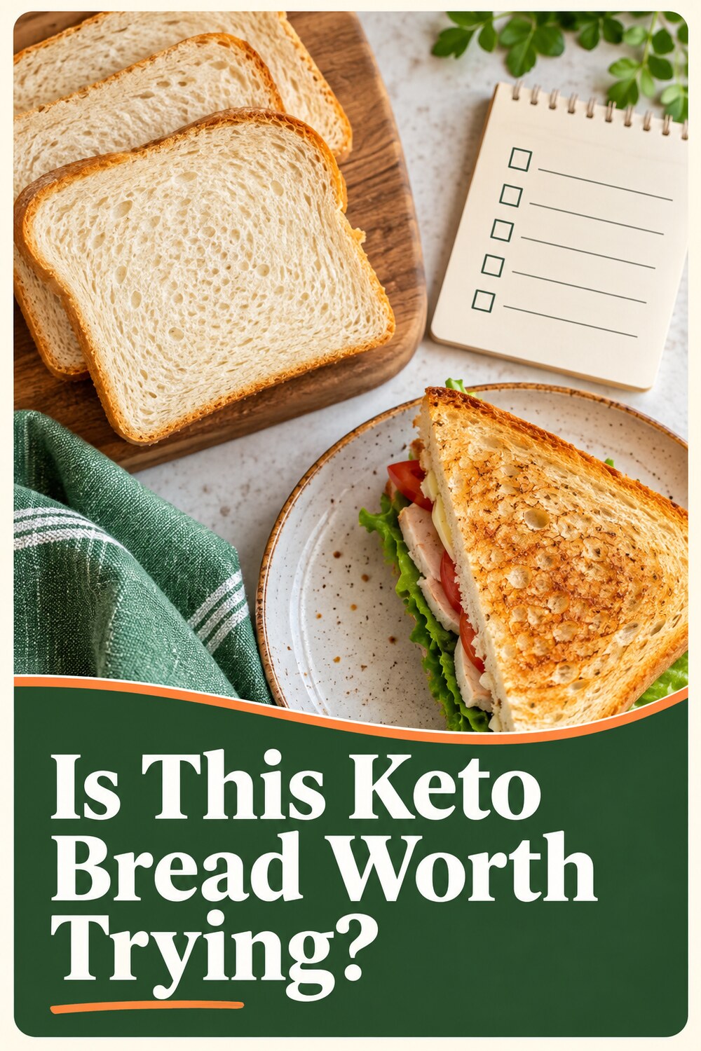 Is this keto bread worth trying Pinterest graphic with generic bread and sandwich