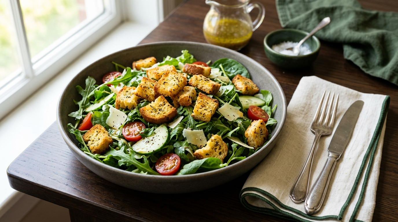 Low-Carb Croutons: Crisp Salad Toppers from Sliced Bread