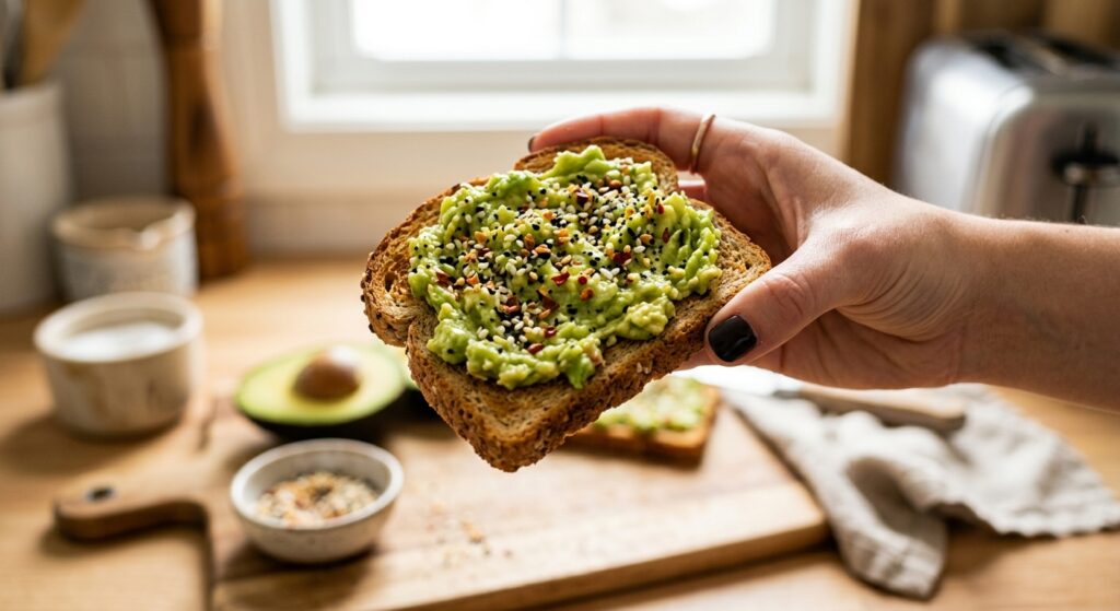 Una tostada con aguacate como idea para acompañar el pan