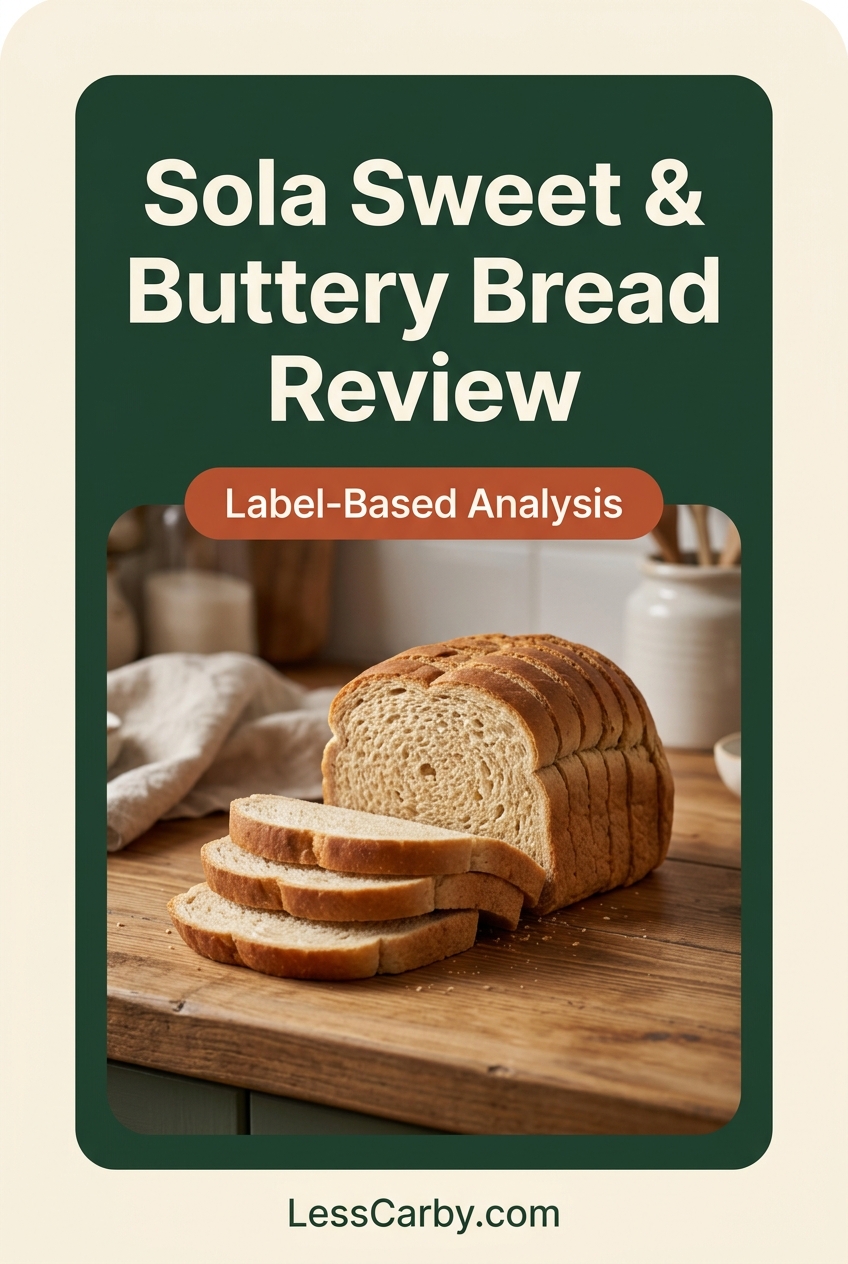 Pinterest graphic reading Sola Sweet & Buttery Bread Review, Label-Based Analysis