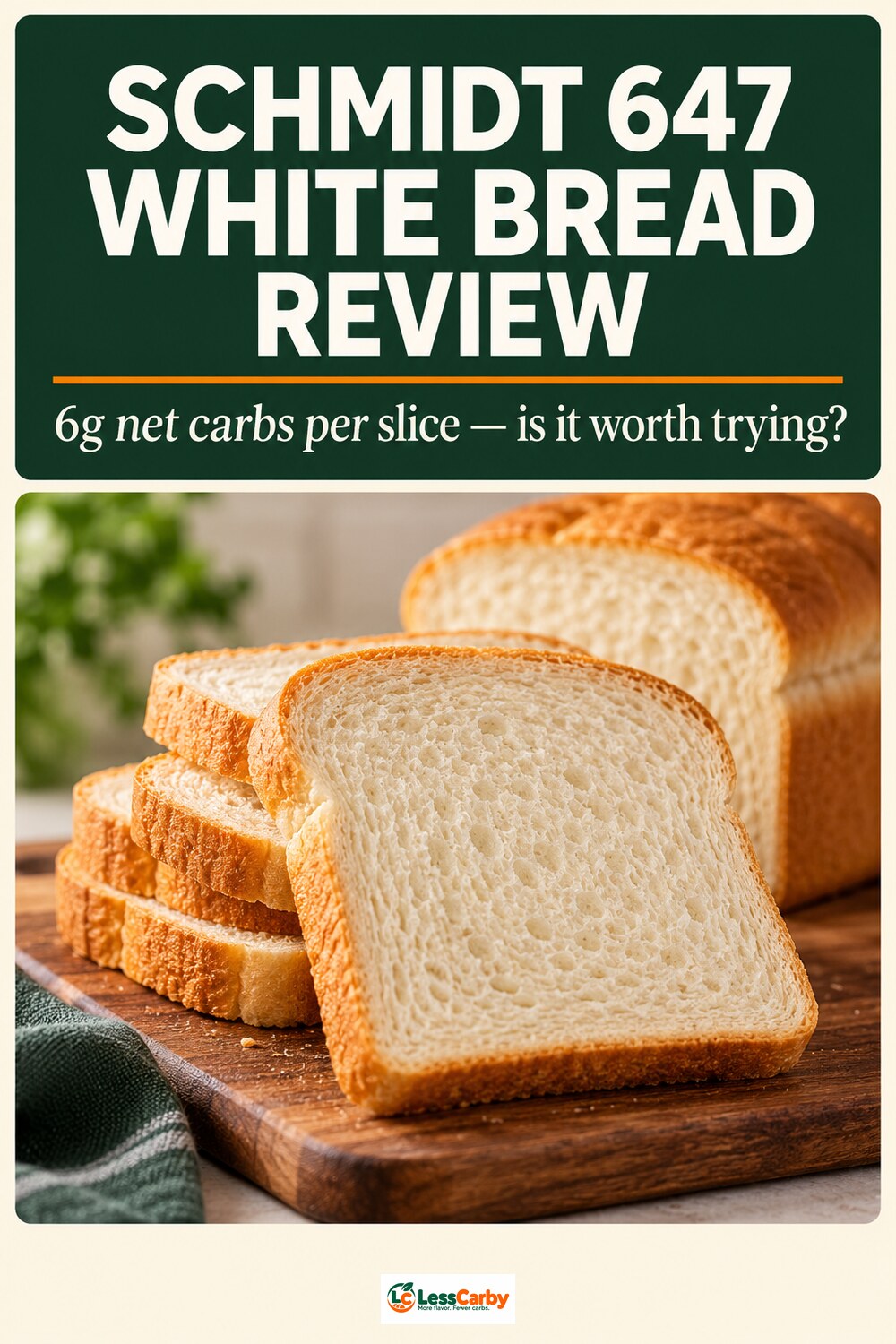 Pinterest graphic reading Schmidt 647 White Bread Review with white bread slices